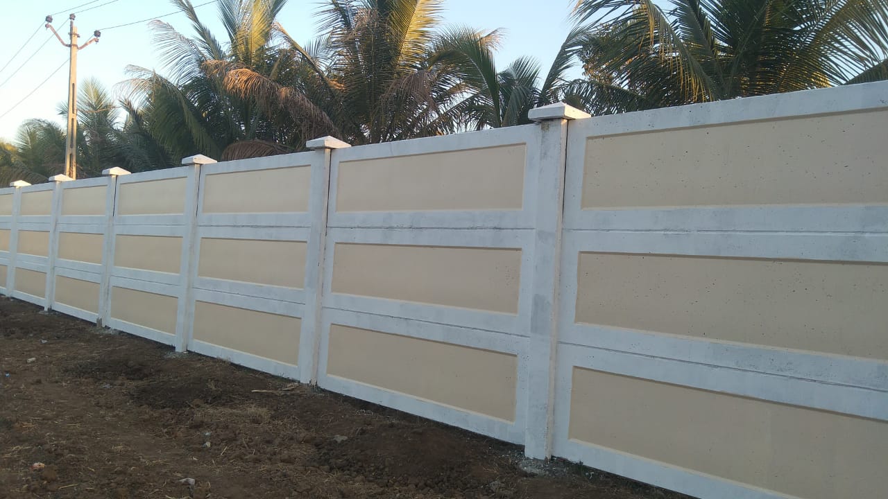 Precast wall panels stacked at the casting yard
